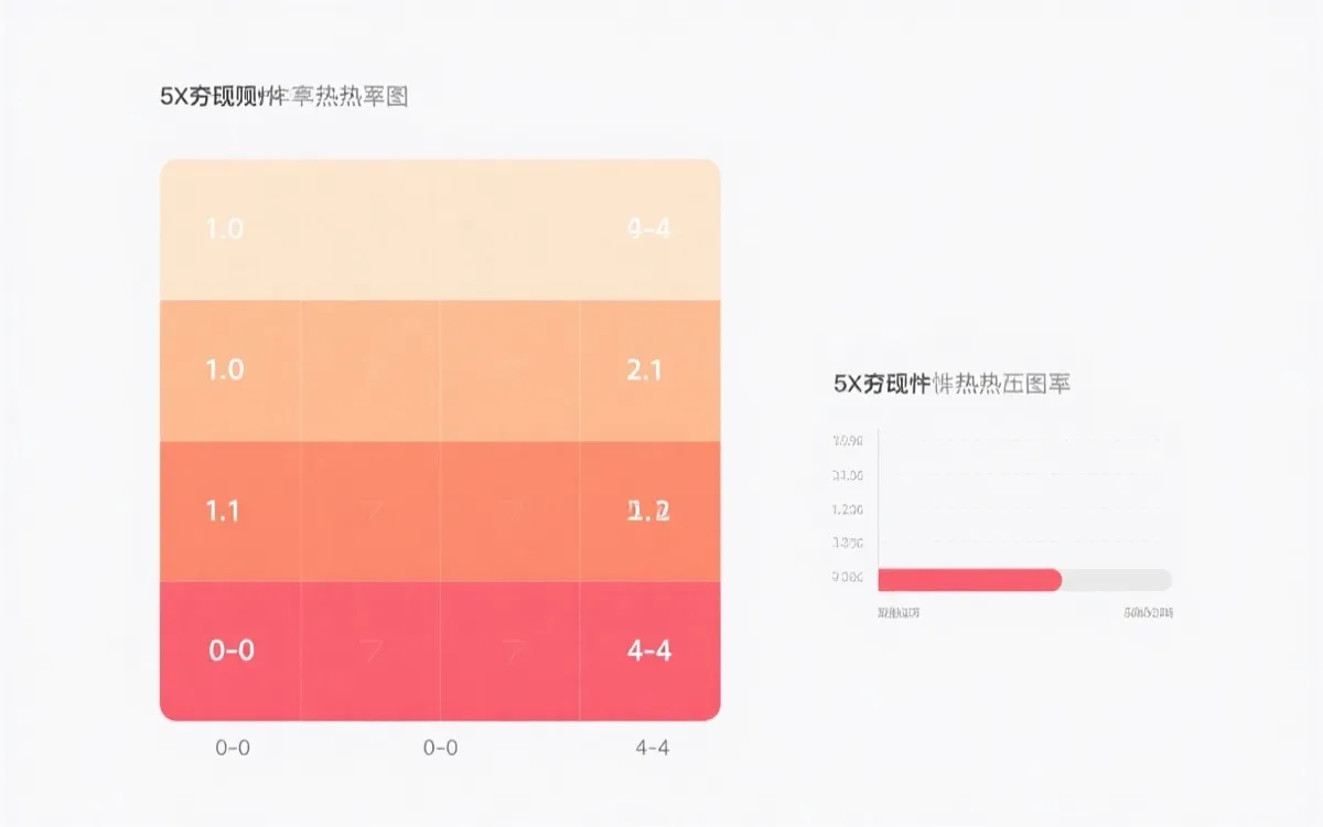 比分概率热力图示例：0-0到4-4的矩阵与高亮区域